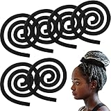 6 Pieces Spiral Lock Hair Tie Dreadlock Accessory Hair Bands Iron Wire Embedded Ponytail Holders Long Dreadlock Hair Tie Spiral Bendable Loc Tie for Women Men Thick Curly Hair (Black)