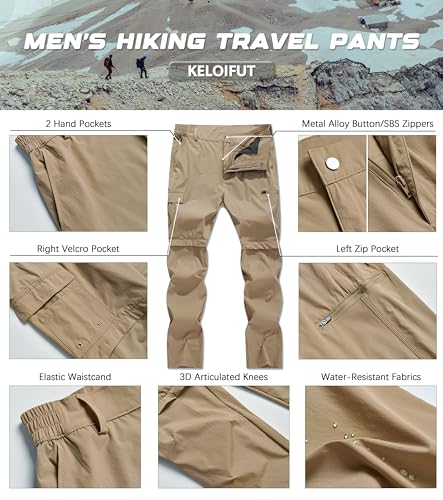 Men's Convertible Hiking Pants Zip Off Quick Dry Lightweight Safari Travel Camping Fishing Cargo Outdoor Pants4
