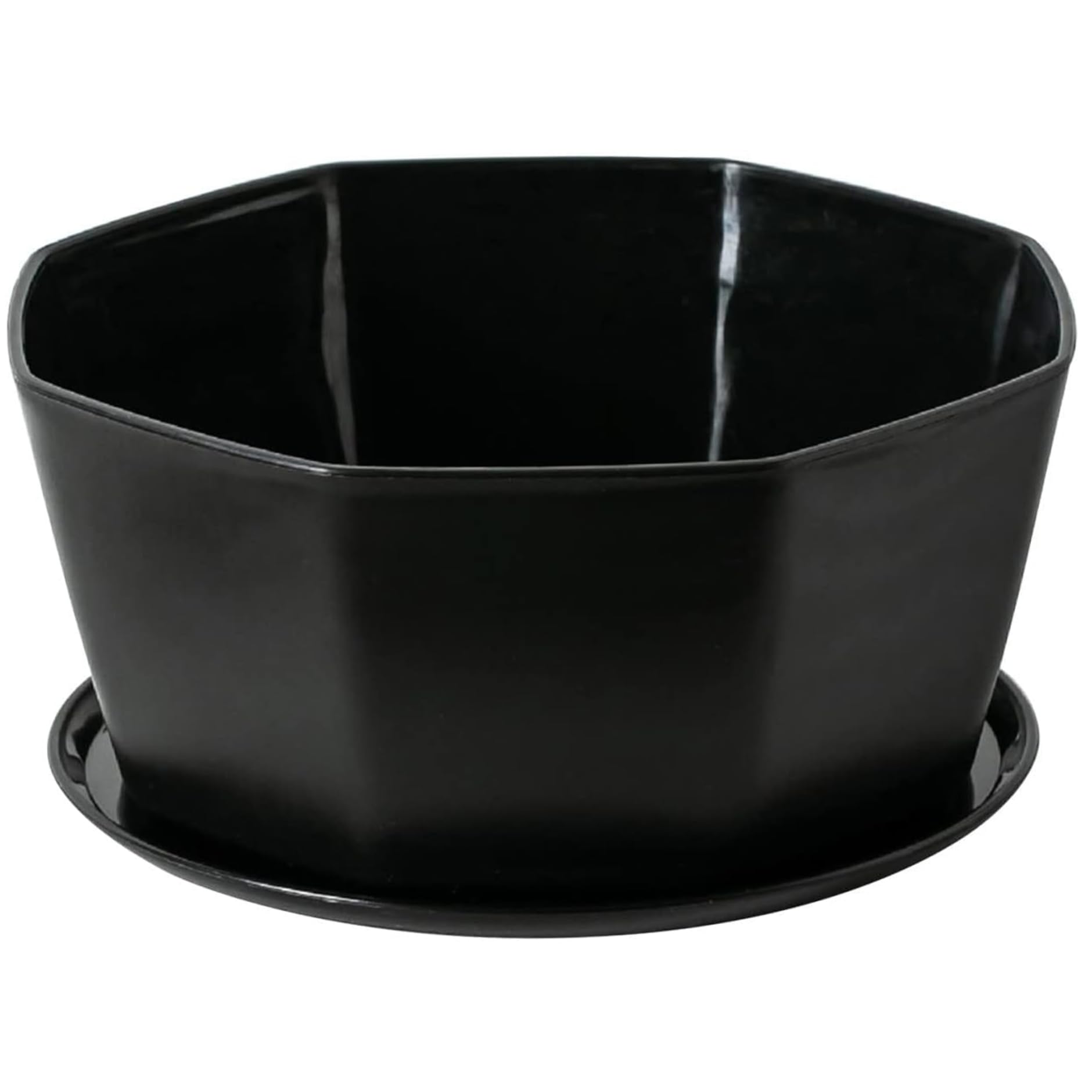 Licsaliwe Black+ 8Inch Ceramic Succulent Pots With Drainage, 8Inch Shallow Bonsai Planter With Bamboo Tray (Black)