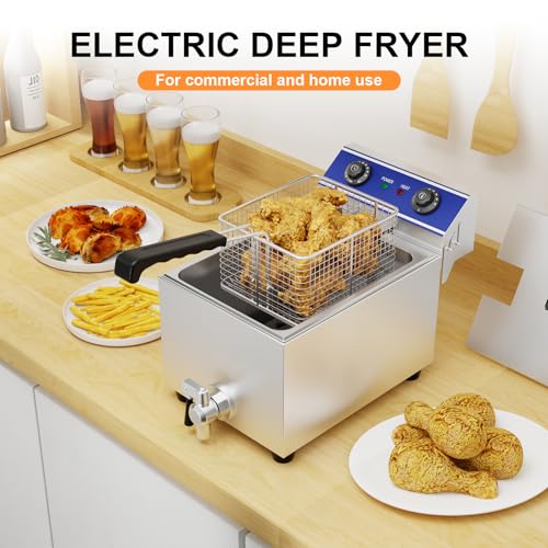 TAIMIKO Friteuse électrique Commerciale en INOX 2500W 6L avec Robinet de Vidange,Minuterie de 60 minutes Friteuse Professionnelle – Image 6