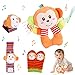 Herefun Baby Rattle Toy Neonato, 4 Pezzi Giocattolo Sonaglio Neonati, Sonagli Calzini da Polso a Sonaglio per Bambini, Simpatici Animaletti Developmental Soft Toys Bambole Bambini Regalo per Neonato
