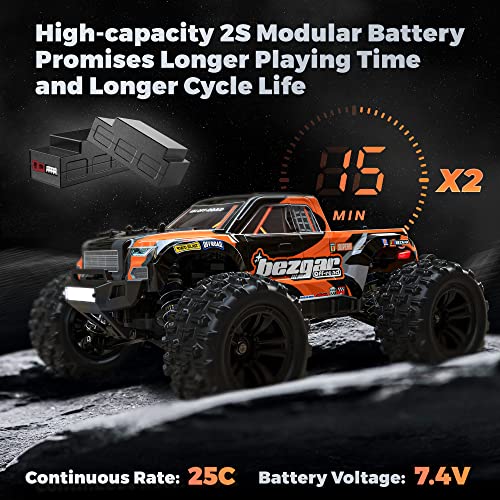 Image of BEZGAR HP161 High Speed 1:16 4X4 Off-Road Remote Control Truck, Waterproof Electric Hobby Grade RC Cars All Terrain Toy Truck with Upgrade Chassis for Kidia€ Adults Two Batteries ,30+ Mins Playtime