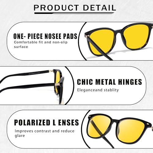 SIPHEW Night Driving Glasses for Women| Yellow Polarized Driving Glasses|Reduces Headlight Glare & Eye Strain for Nighttime4