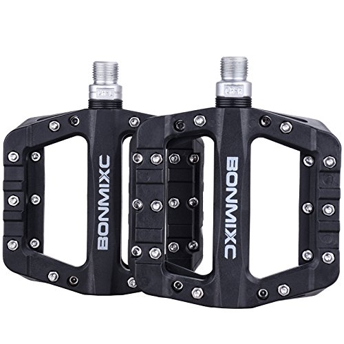 Bonmixc Mountain Bike Pedals Large Flat Road Bike Pedals Nylon Composite Bicycle Pedals With Sealed Bearing 9/16 Inch Thread Black #TOP3