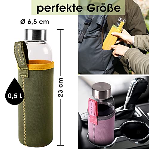 Borraccia in vetro, 0,5 l, con tappo a vite in