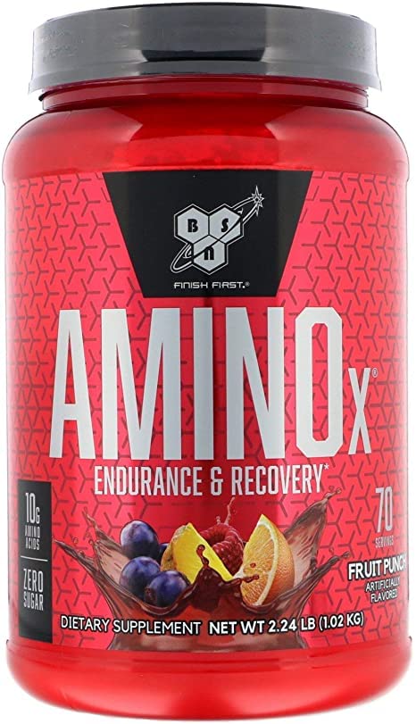 BSN Amino X Muscle Recovery & Endurance Powder with BCAAs, 10 Grams of Amino Acids, Keto Friendly, Caffeine Free, Flavor: Fruit Punch, 70 servings (Packaging may vary)