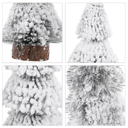 Árbol de Navidad pequeño de madera y nieve artificial para regalar 7