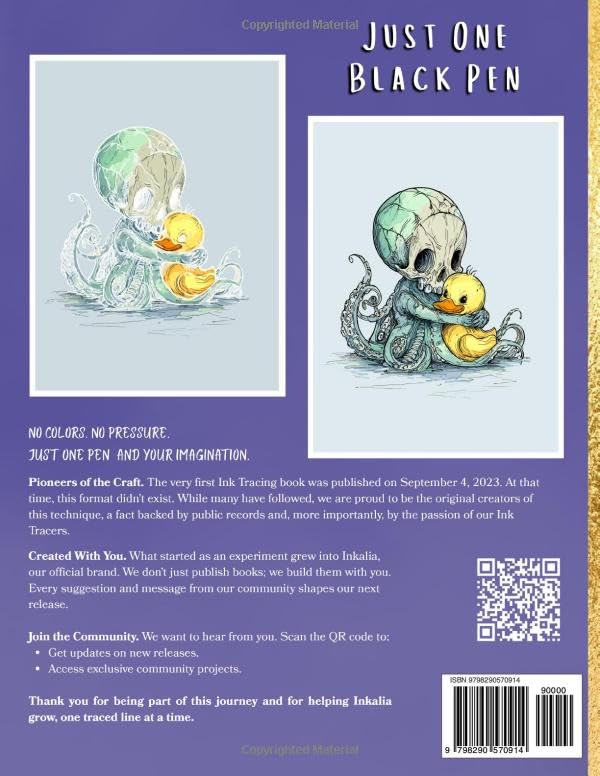Inkalia Spooky Cute - Fill the White Lines with One Black Pen to Reveal Cozy Creepy Cute Creatures: Ink Tracing Coloring Book, A New Reverse Coloring ... Tracing: Creepy Cute Halloween Series) image 3