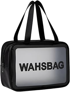 OGBK WASHBAG Multifunctional Toiletry Bag for Hanging Transparent - Hand Luggage Cosmetic Bag - Waterproof PVC Travel Wash Bags Makeup Bags for Family Women Men (Black, Large)