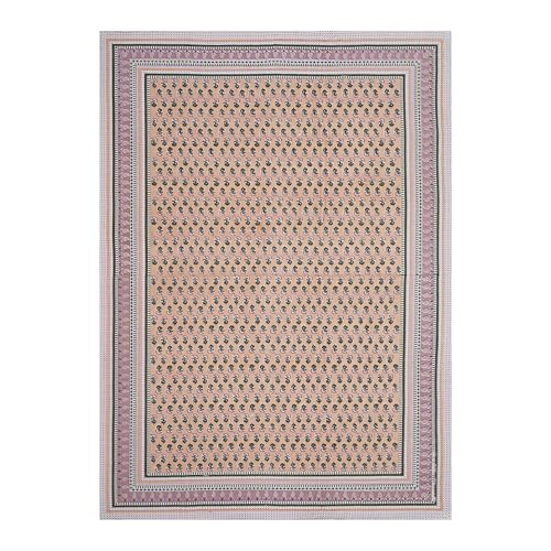 Image of 100% Cotton Single Bedsheet with 1 Pillow Cover | 240 TC Pure Cotton Flat Bed Sheet | Traditional Jaipuri Printed Bedding Set | Soft & Breathable | 60 x 90 Inch (Rangmahal Single 19)