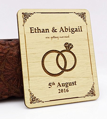 Save the Date aimanté en bois pour annonce mariage champêtre et rustique - 3