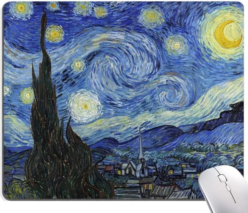 Image of Premium-Textured Mouse Pad, Non-Slip Rubber Base Mousepad for Laptop, Computer & PC, 9.5x7.9 in - Enhanced Precision, Ergonomic Comfort, Ideal for Gaming & Office (Van Gogh Starry Night)