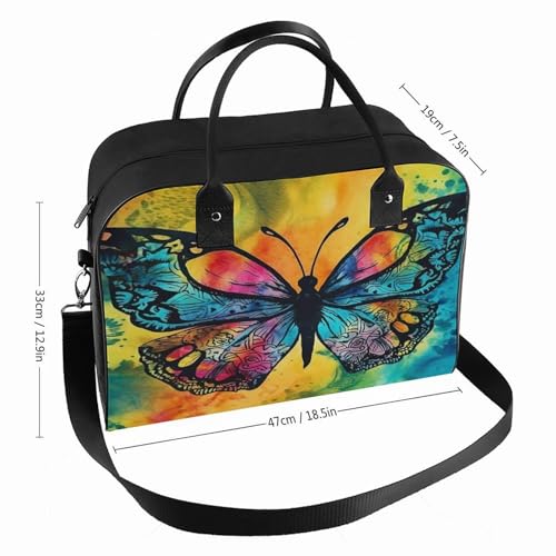 Butterfly Tie Dye Laptop Tote Bag Casual Travel Handbag Multi Pocket Shoulder Bags for Work Travel2