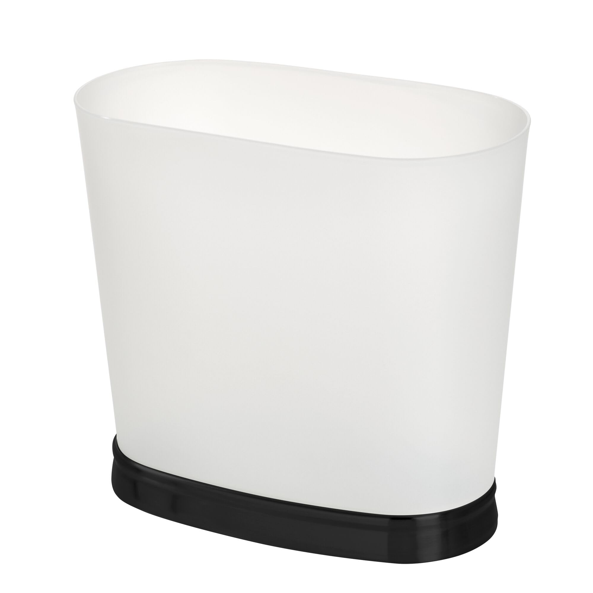 iDesign Small Oval Bathroom Trash Can - Frost/Matte Black-image-23