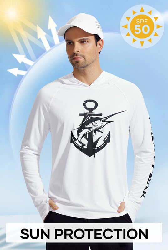Men's Sun Protection Fishing Hoodie Shirt UPF 50+ Long Sleeve Lightweight Rashguard Outdoor Hiking UV Shirt4