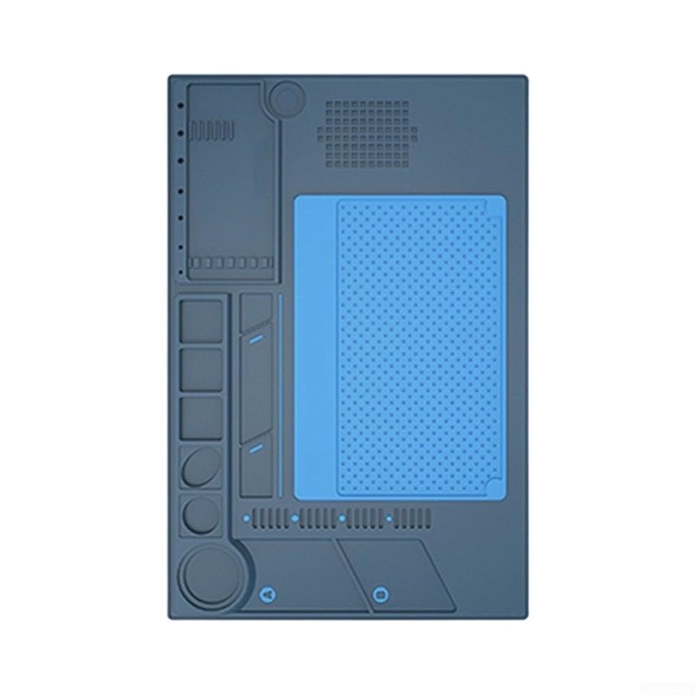 Tappetino per saldatura in silicone resistente al calore per BA-695, antiscivolo | Silicone ad alta temperatura, antiscivolo su entrambi i lati, antigraffio, scomparti chiari, 450 x 300 mm o 250 x 175 mm