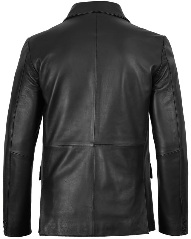 Image of Decrum Leather Blazer for Men | Real Lambskin Leather, Multiple Pockets, Polyester Lined