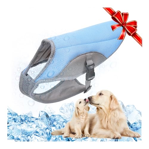 TVMALL Dog Cooling Vest Breathable Mesh Dog Jacket Summer Cool and Comfortable Dog Coat Adjustable with Reflective Strip Pet Clothes Suitable for Large Medium and Small Dogs (Blue,L) (B07T488CYX) Amazon Price History, Amazon Price Tracker