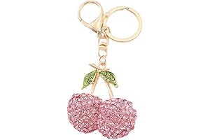 Pink Cherry Keychain - A Sparkling Accessory for Your Belongings