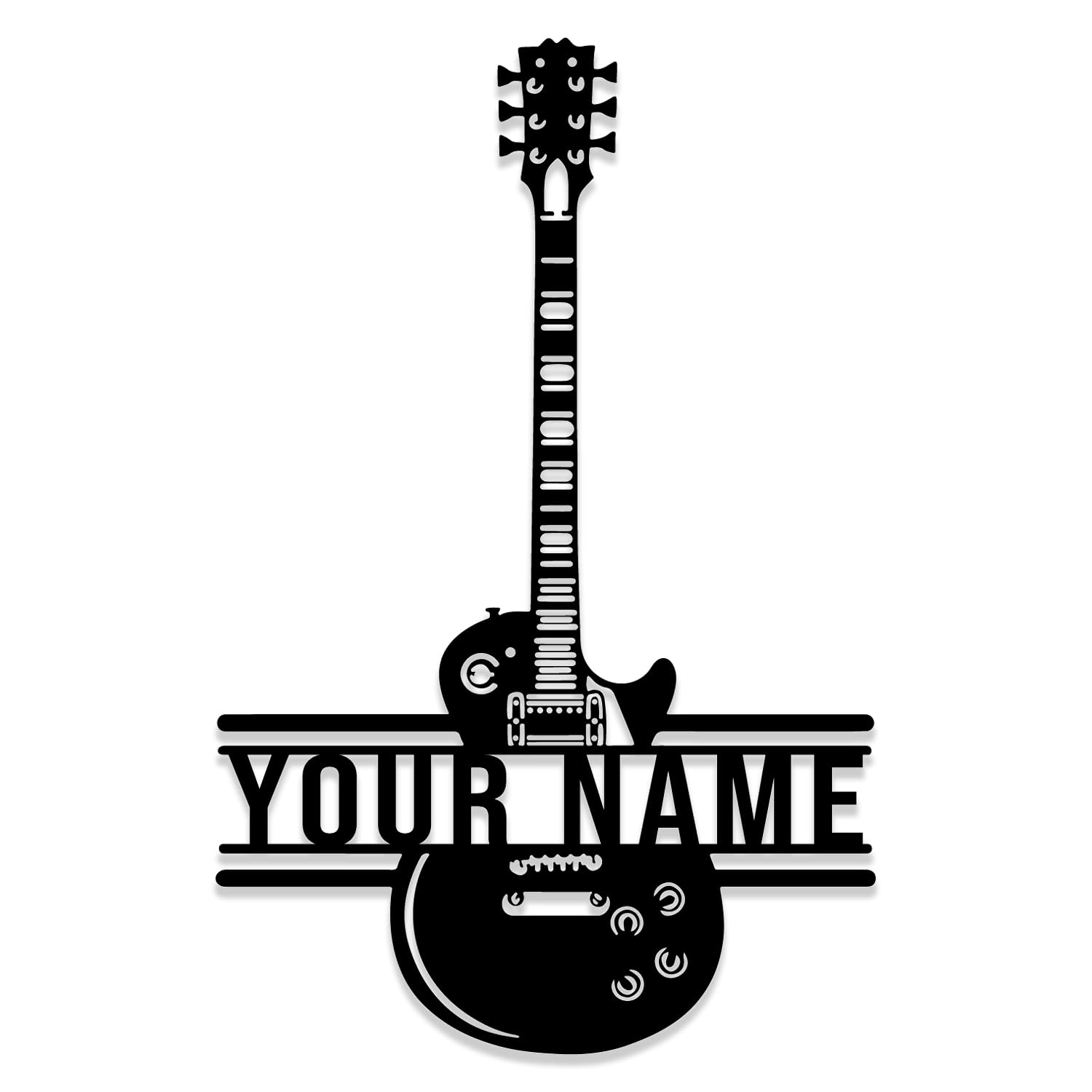 Oldeve Style-3 Custom Guitar Metal Sign, Personalized Guitarist Name Sign, Music Studio Wall Art, Band Room Decor, Classic Guitar Lovers (Style-3)