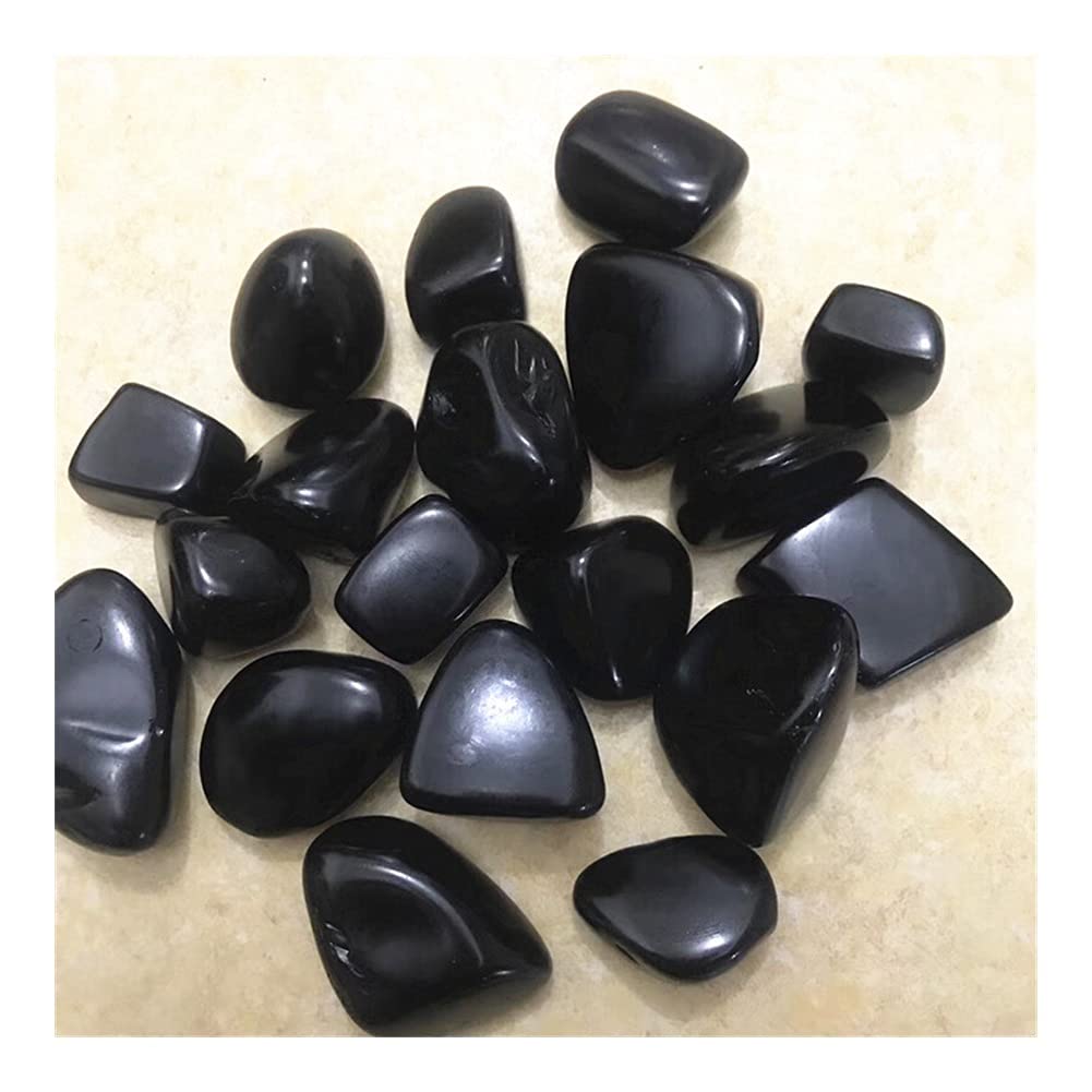 Natürlicher Kristall, rauer natürlicher schwarzer Obsidian, Trommelstein, polierte Kristallsteine Voller Textur (Size : 400g)