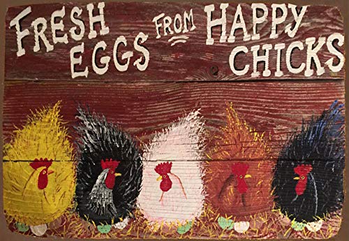 BCTS Grand panneau rustique en métal avec poules et coqs de poule 20,3 x 30,5 cm