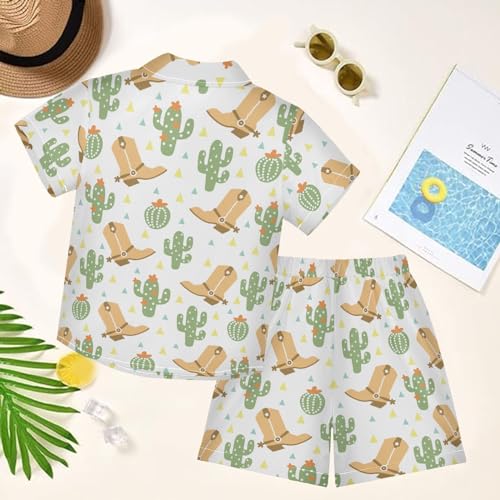 Image of visesunny Funny Boy's 2 Pieces Shirt and Short Set Casual Shirts Short Sleeve Beach Shorts Summer Outfits for 3-10 Years Kids