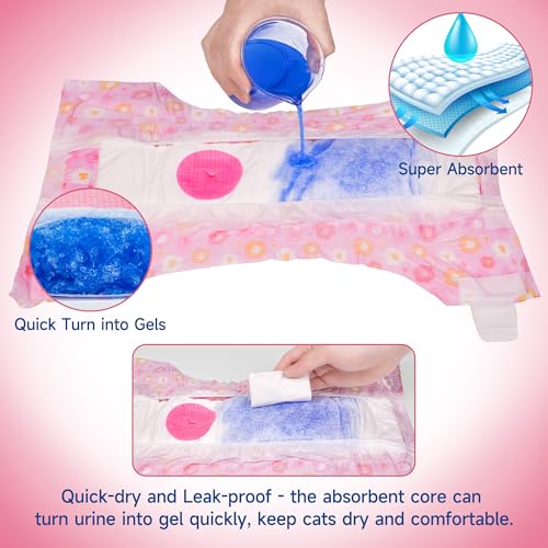 Image of Pet Soft Dog Diapers Female, Disposable Female Dog Diaper, Doggie Diapers for Cat Puppy with Adjustable Foam Tail Hole(Pink,36XS)