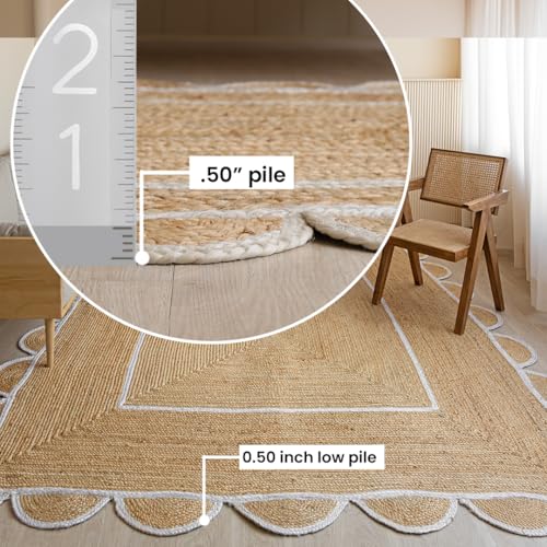 Tapete corredor trenzado de yute 2x6 ft natural miniatura 4