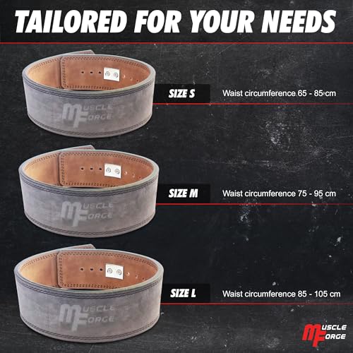 Leder Powerlifting Gürtel mit Stahlschnalle - Gewichthebergürtel für Powerlifting, Weightlifting Belt for Bodybuilding, Krafttraining, Größe S/M/L – Bild 5