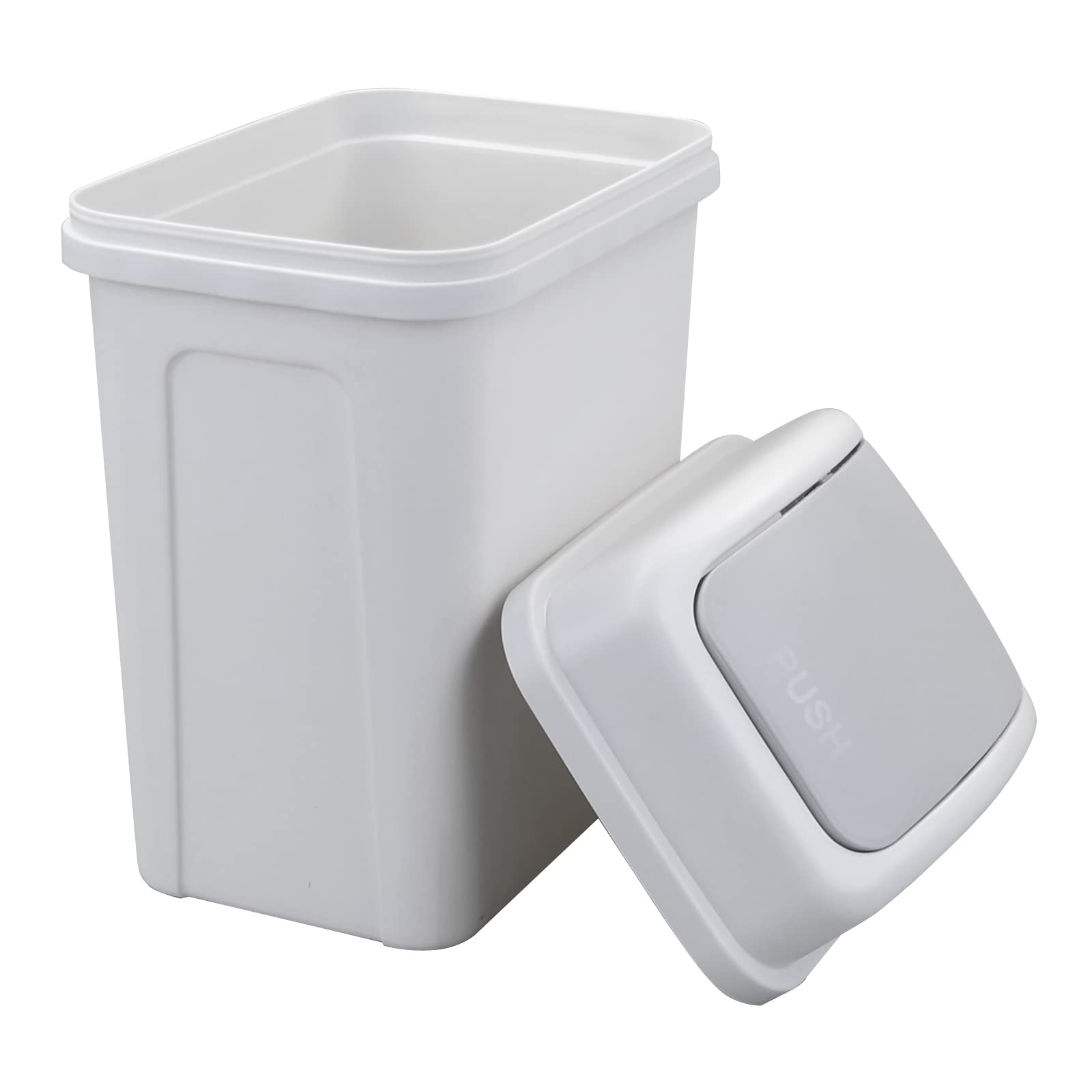 Eudokky Grey 7 Liters Waste Bin, Swing Lid Trash Bin, Plastic Rubbish Can