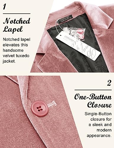 Image of COOFANDY Men's Velvet Blazer Notched Lapel Velour Suit Jacket One Button Tuxedo Jackets for Wedding Prom Party Dinner