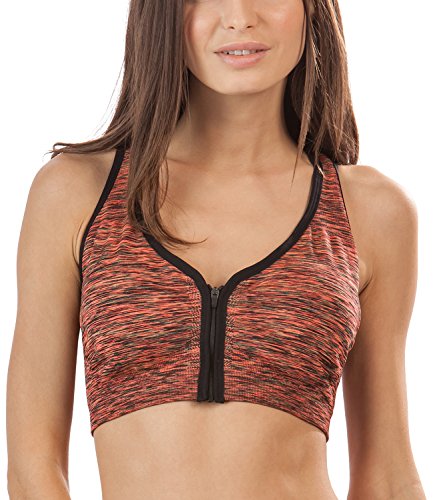 Balanced Tech Women's Performance Zip Front Racerback Sport Bra - Multi Space Dye