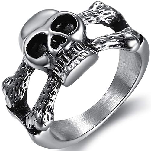 Jude Jewelers Stainless Steel Retro Vintage Gothic Skull Cocktail Party Biker Ring (Silver, 10)