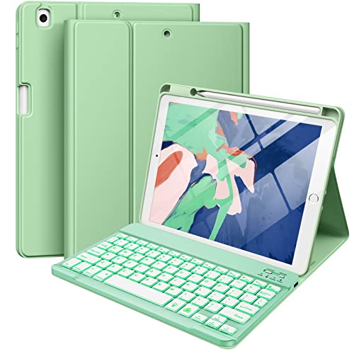 Hamile iPad keyboard case with backlit keys (green) 10.2"