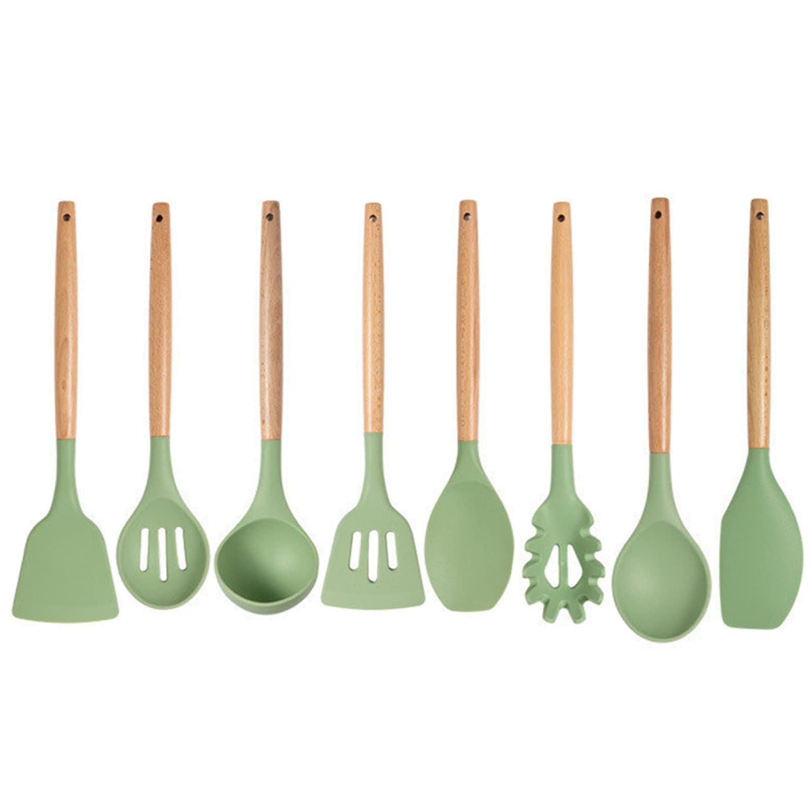 GTHTUHFD Cooking Spatulas And Spoons,Spoon Setcooking Utensils Set Avocado Green Silicone Kitchenware Cooking Utensils Set Non Stick Cookware Set Kitchen Tool,8pcs
