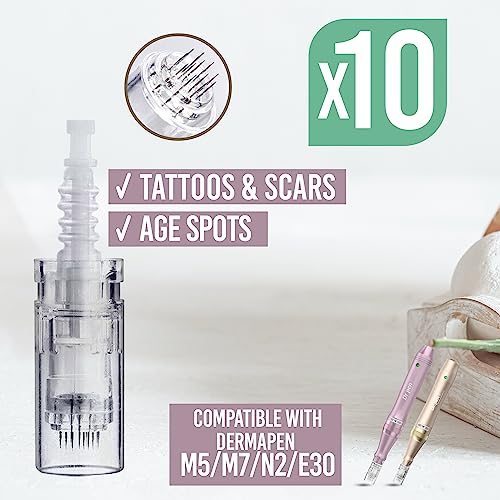 Snadi - 12-Pin Nadelkartusche für Dermapen M5 M7 N2 und E30 | 10er Pack | Nur kompatibel mit Dr. Pen | Chirurgische Stahlnadel | Zur Haar- und Hautwiederherstellung, Verbesserung von Narben