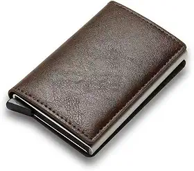 Carteira com Porta Cartão Inteligente Compacta e Proteção RFID Antifurto - Slim Cores Sortidas (Café)