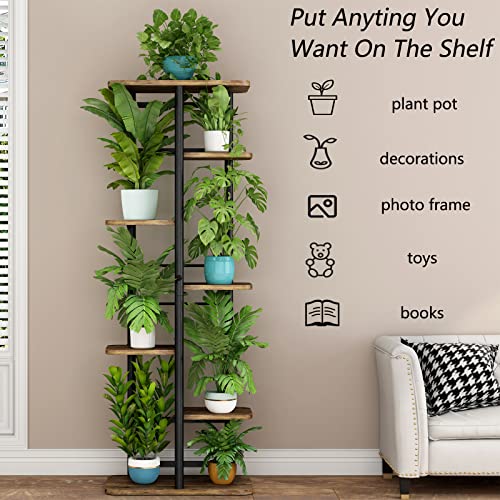 Image of LINZINAR Plant Stand 7 Tier 8 Potted Multiple Flower Pot Holder Shelf Indoor Outdoor Planter Rack Storage Organizer for Patio Garden Corner Balcony Living Room (7 Tier-8 Potted, Black)