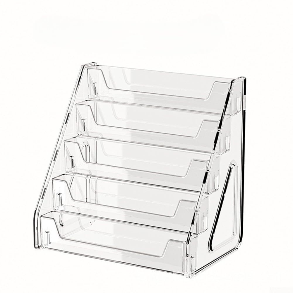 Présentoir de cartes en acrylique transparent à 5 niveaux pour cartes de vœux, cartes postales, cartes de sport, collectionneurs et dalles - Support de table (2 pièces)