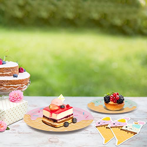 Dylives 48 Pcs Ice Cream Birthday Party Plates And Napkins Kit, Ice Cream Theme Tableware Set Ice Cream Party Table Decorations Supplies, Disposable 9'' And 7'' Paper Plates, Napkins, Serves 16 #TOP3