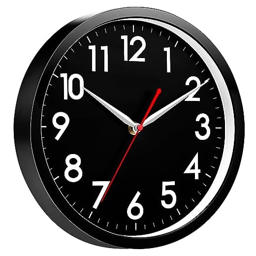 AKCISOT Wall Clock Modern Black Silent Non Ticking Wall Clocks Battery Operated 12 Inch, Small item