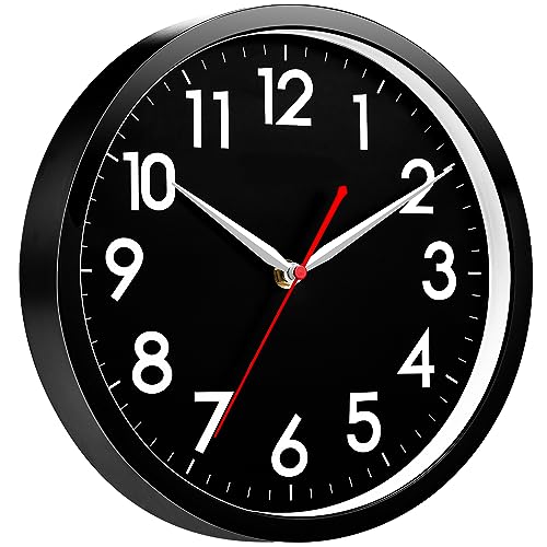 Image of AKCISOT Wall Clock Modern Black Silent Non Ticking Wall Clocks Battery Operated 12 Inch, Small Analog Classic Clock Decorative for Bedroom, Kitchen, Home Office, Bathroom, School, Living Room