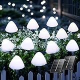 OZS 2PK 32LED 55FT Mushroom Solar Garden Lights Outdoor, Solar String Lights Waterproof with 8 Lighting Modes, Solar Garden Decor for Outside, Pathway Light for Yard Decoration (Cool White)