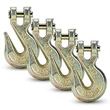 Htata Prep G70 5/16 Chain Hook Heavy Duty Clevis Grab Hook for 5/16 Inch Grade 70 Chain - for Trailer Truck Transport Yellow Chromate Finish (4Pack)