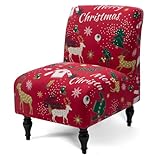 Liykimt Stretch Spandex Slipcover for Armless Accent Chairs - Removable Furniture Protector Fits Living Room, Dining Room & Hotel Use (Christmas Red, Single Pack)