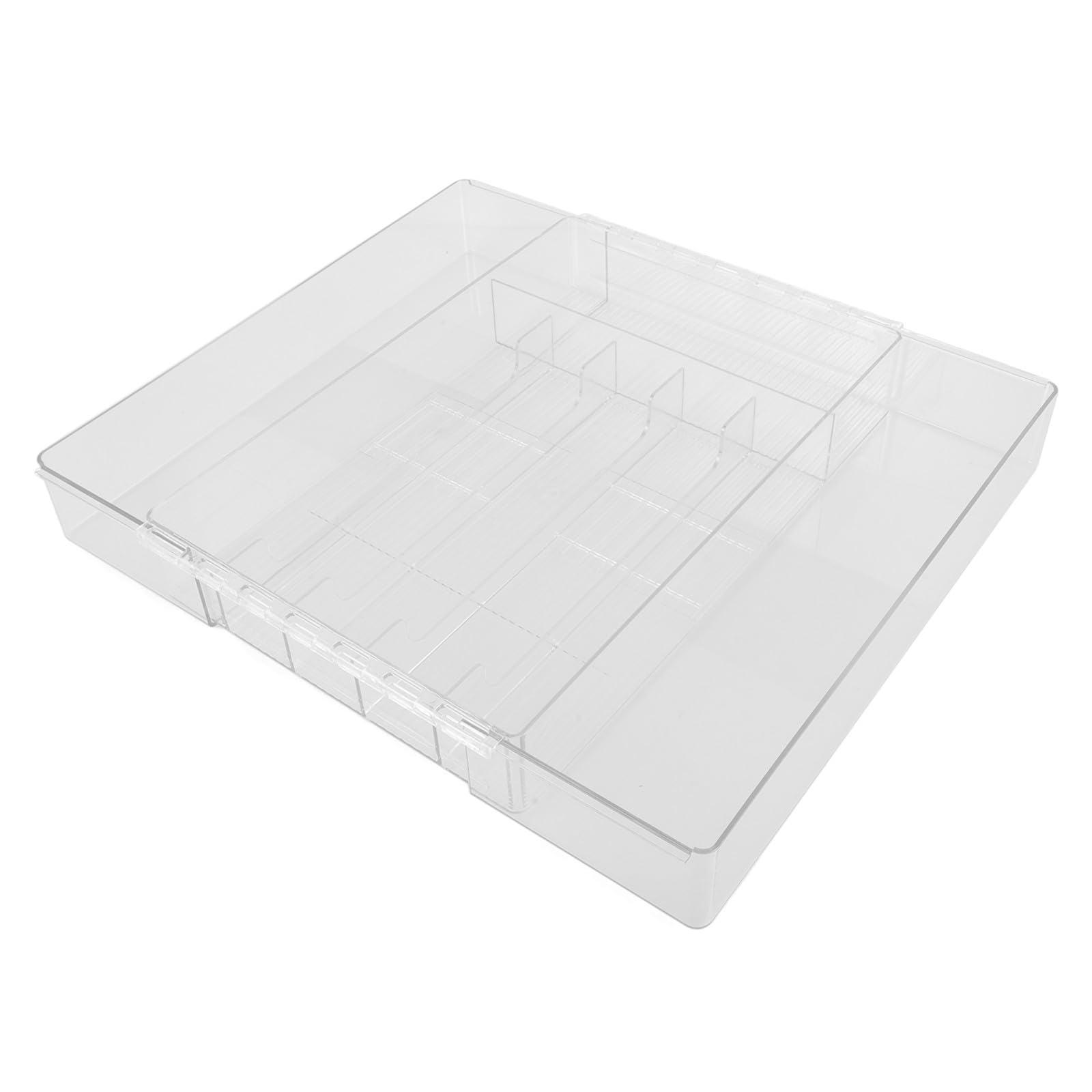 jojofuny Ausziehbarer Acryl Besteckkasten mit Schubladeneinteilung Transparenter Küchenbesteck Organizer für Schubladen Multifunktionaler Fächer Organizer für Schmuck