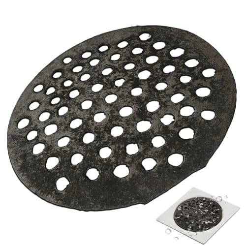 Hozaenwa Tapa de Desagüe para Garaje | Rejilla de Hierro Fundido de 18 cm - Rejilla de Drenaje para Suelo de Sótano | para Entrada de Vehículos Senda Baño Balcón Patio