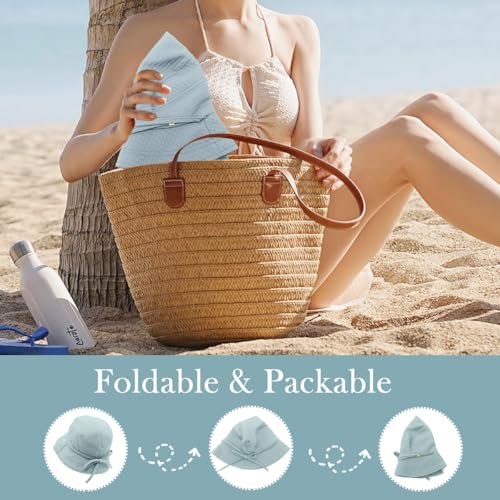 Image of SANNIDHI Sun Hats for Women Bucket Hat for Women, Wide Brim Summer UV Protection Beach Hat, Outdoor Casual Womens Hats with Chin Strap, Fashion Ladies