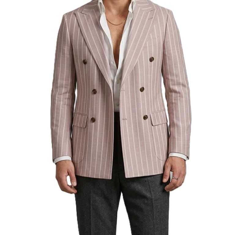 canetti italy Premium Unstitched Pink Striped Suiting Fabric – Ideal for Custom Tailored Suits – 100% Luxury Poly Cotton Fabric – Rich Texture, Sophisticated Finish-picture-41